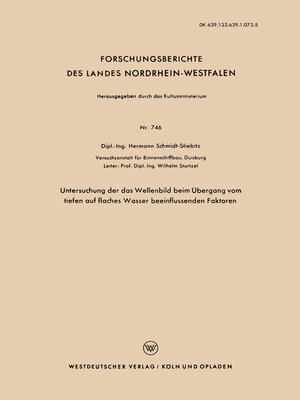 cover image of Untersuchung der das Wellenbild beim Übergang vom tiefen auf flaches Wasser beeinflussenden Faktoren